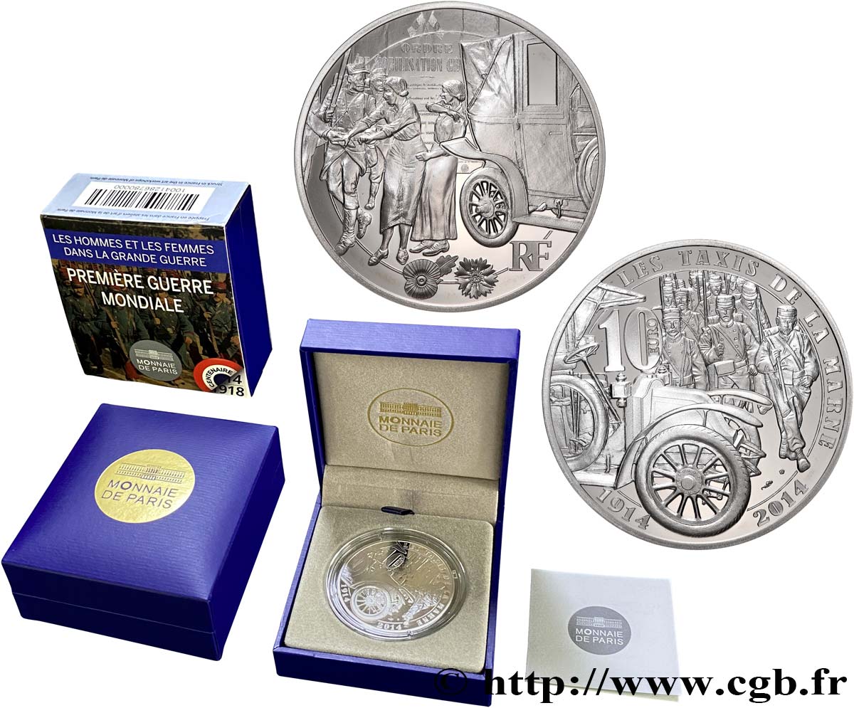 FRANCE Belle Épreuve 10 Euro LES HOMMES ET LES FEMMES DANS LA GRANDE GUERRE 1914-2014 2014 Proof set