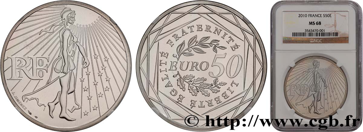 FRANCE 50 Euro LA SEMEUSE 2010 MS68