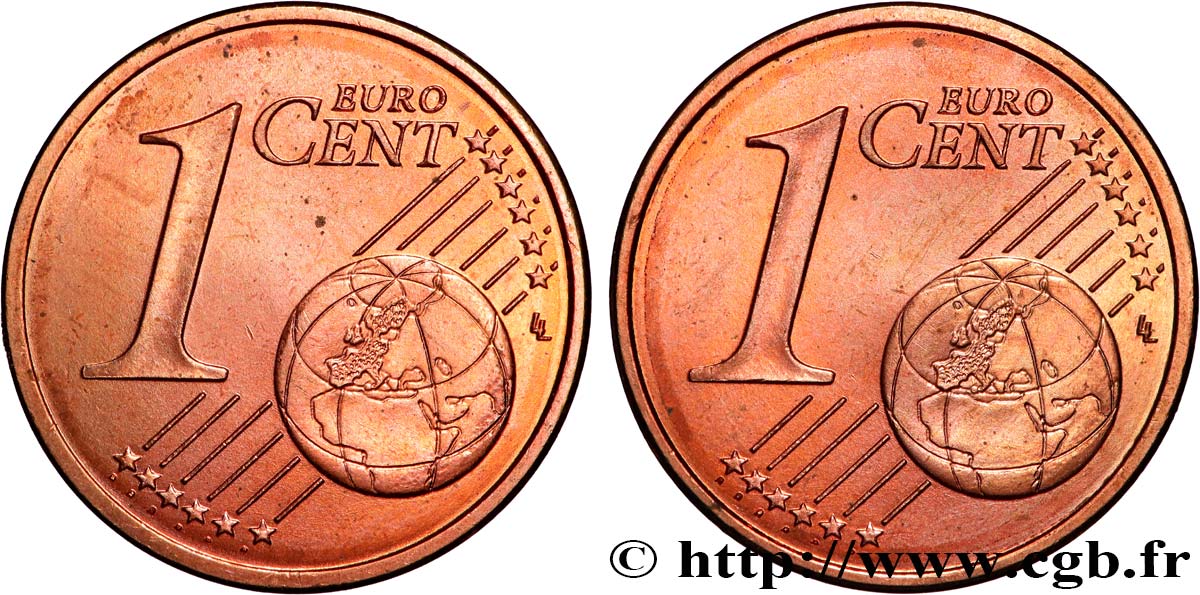 EUROPEAN CENTRAL BANK 1 Cent Euro biface - double face commune n.d. AU