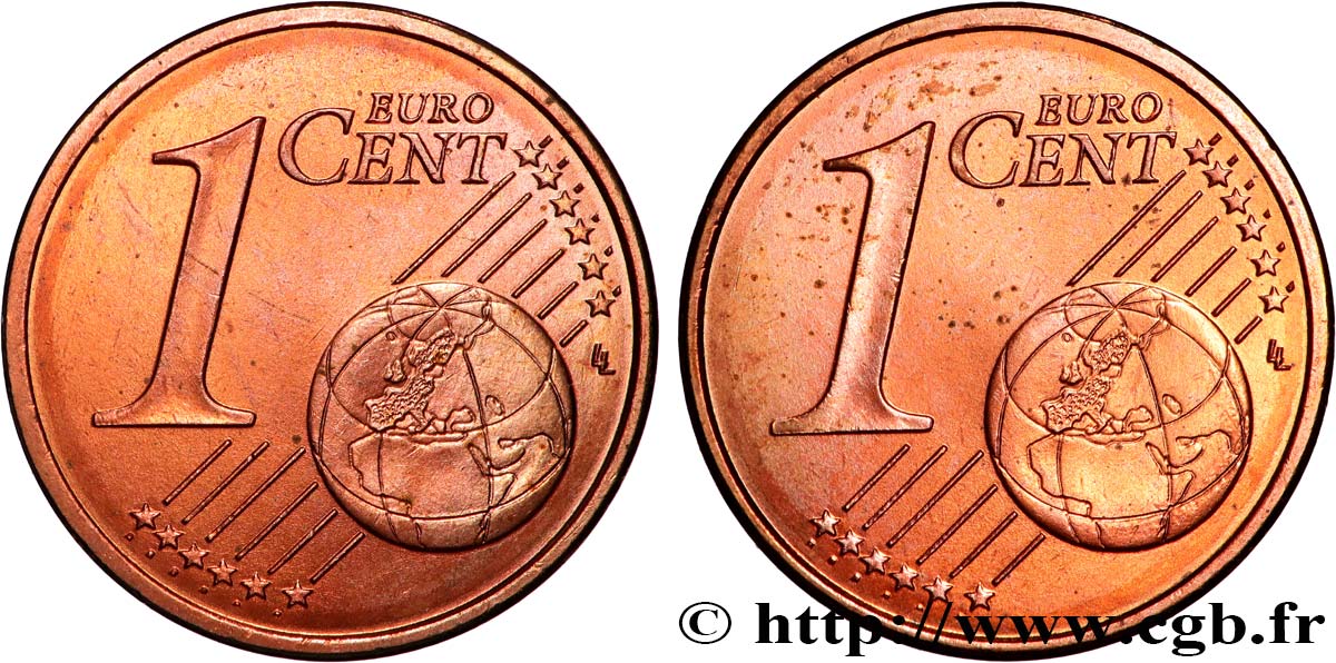 EUROPEAN CENTRAL BANK 1 Cent Euro biface - double face commune n.d. AU