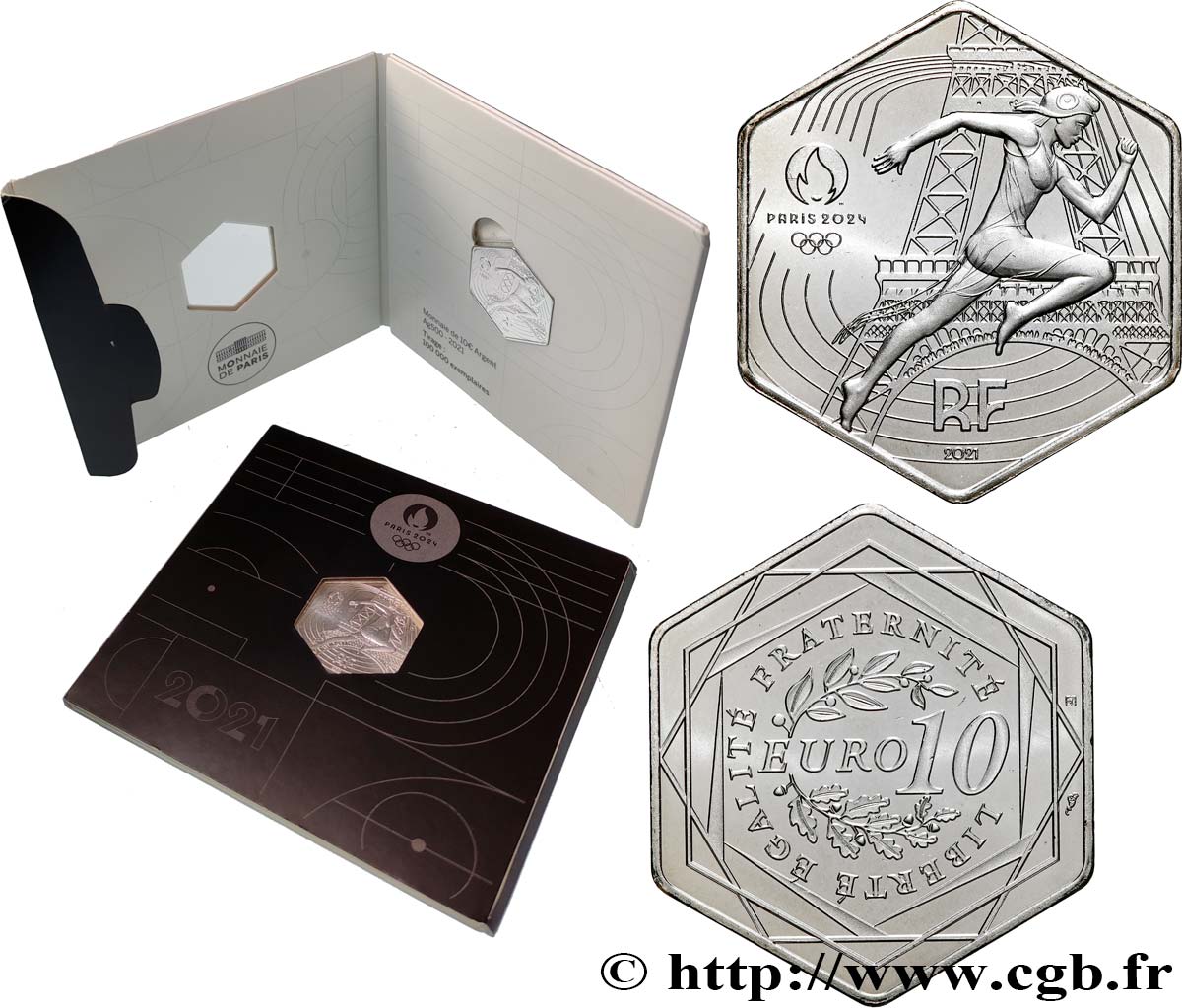 FRANCE 10 Euro Jeux Olympiques 2024 2021 Brilliant Uncirculated