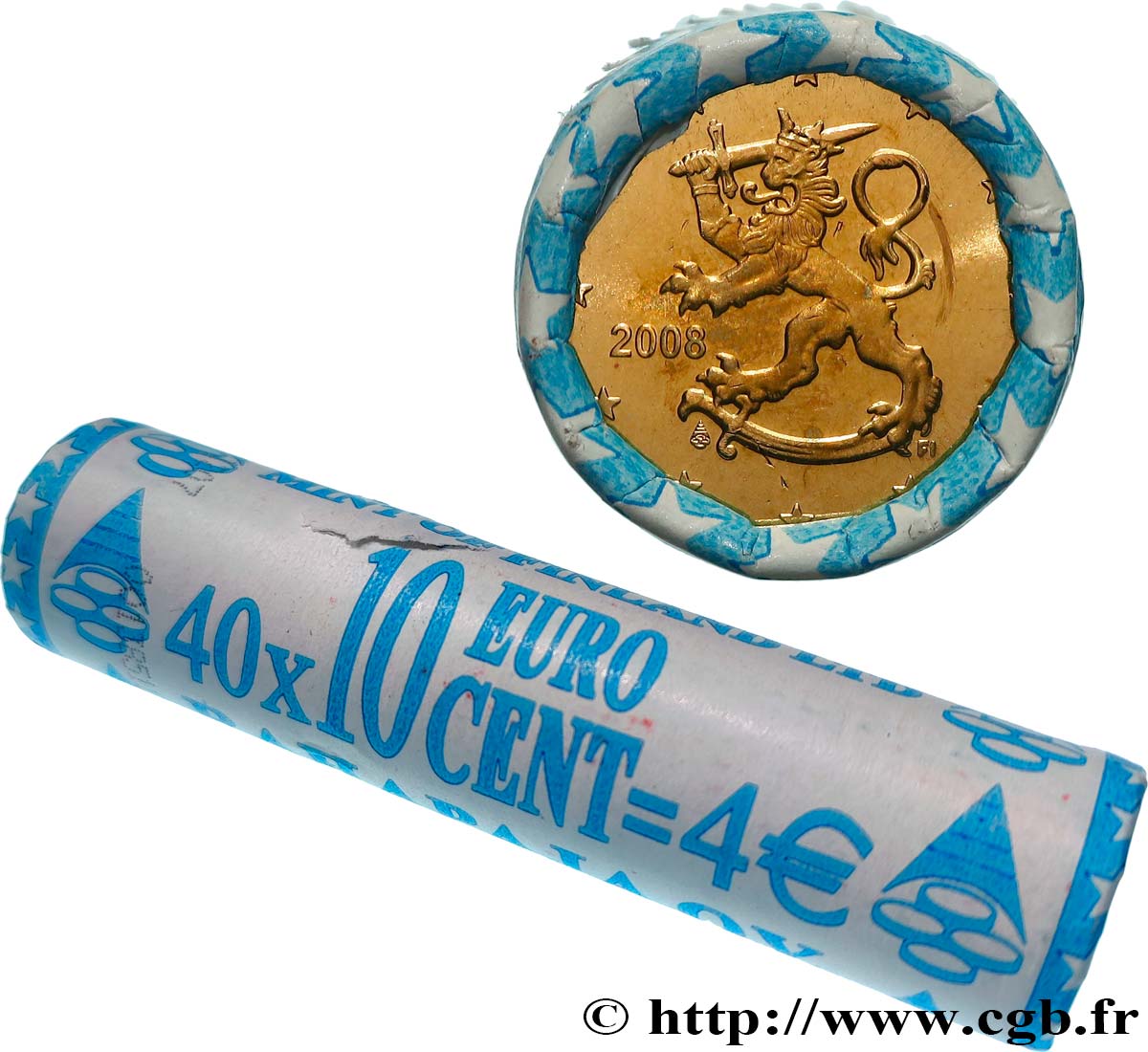 FINNLAND Rouleau 40 x 10 Cent LION HÉRALDIQUE 2008