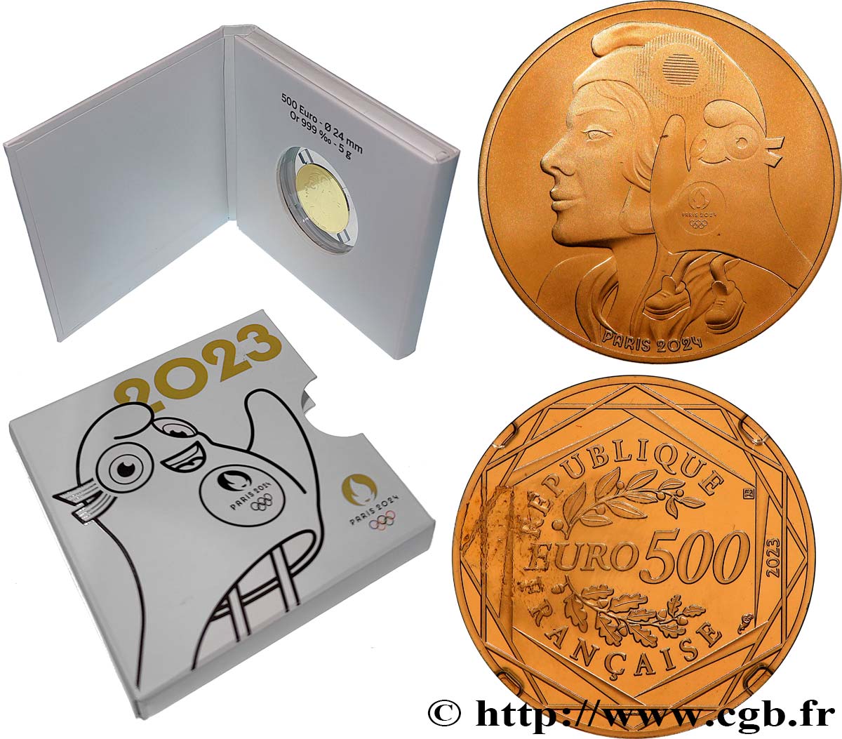 FRANCE 500 Euro LA MASCOTTE ET LA RÉPUBLIQUE 2023 Brilliant Uncirculated