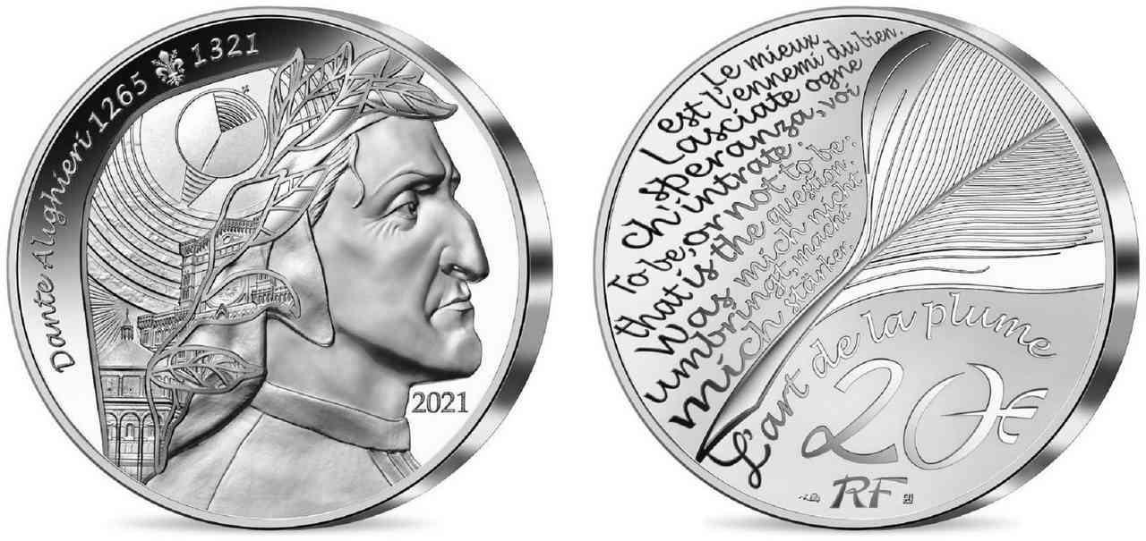 FRANCE BELLE EPREUVE 20 Euro DANTE ALIGHIERI 2021 BE