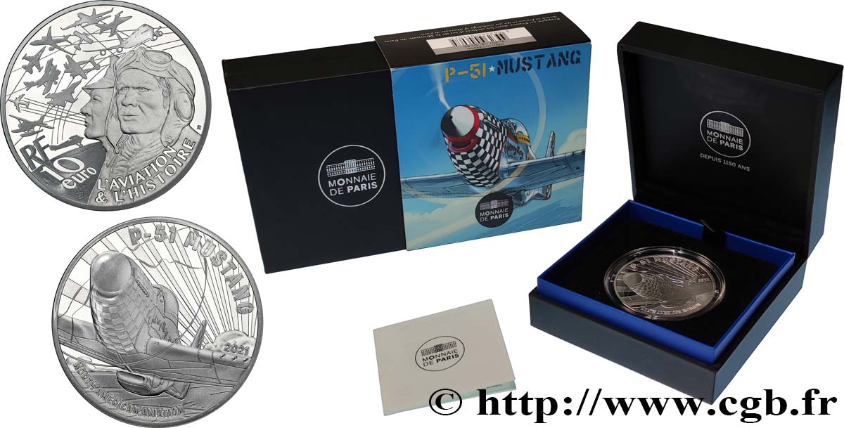 FRANKREICH BELLE EPREUVE 10 Euro MUSTANG P51 2021