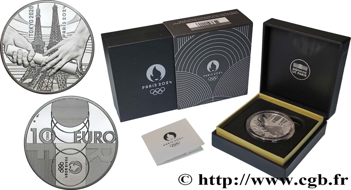 FRANKREICH BELLE EPREUVE 10 Euro HANDOVER TOKYO-PARIS 2021