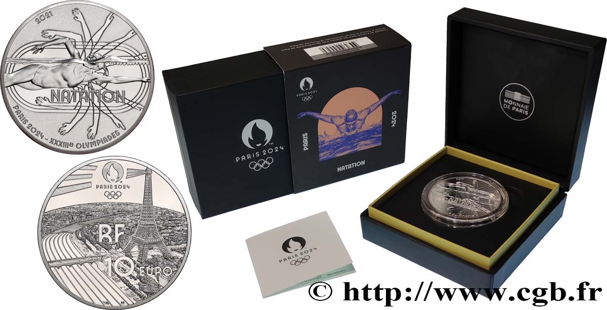 FRANCE BELLE EPREUVE 10 Euro NATATION PARIS 2024 2021 BE