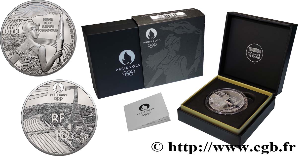 FRANKREICH BELLE EPREUVE 10 Euro RELAIS DE LA FLAMME OLYMPIQUE PARIS 2024 2024