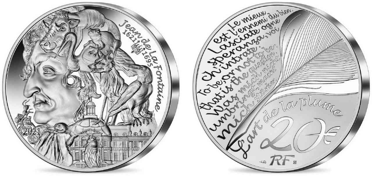 FRANCE BELLE EPREUVE 20 Euro JEAN DE LA FONTAINE 2021 BE