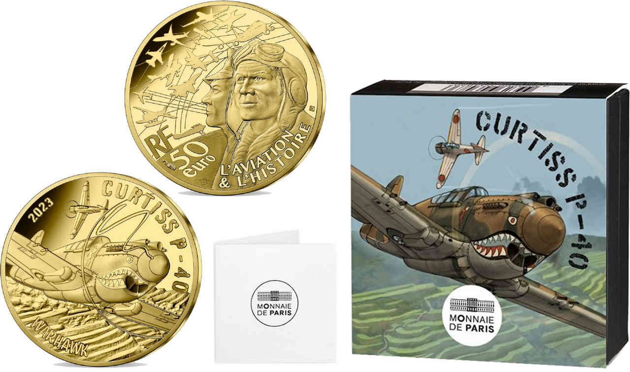 FRANCIA BELLE EPREUVE 50 Euro (or 1/4 oz) CURTISS P-40 2023 Prueba