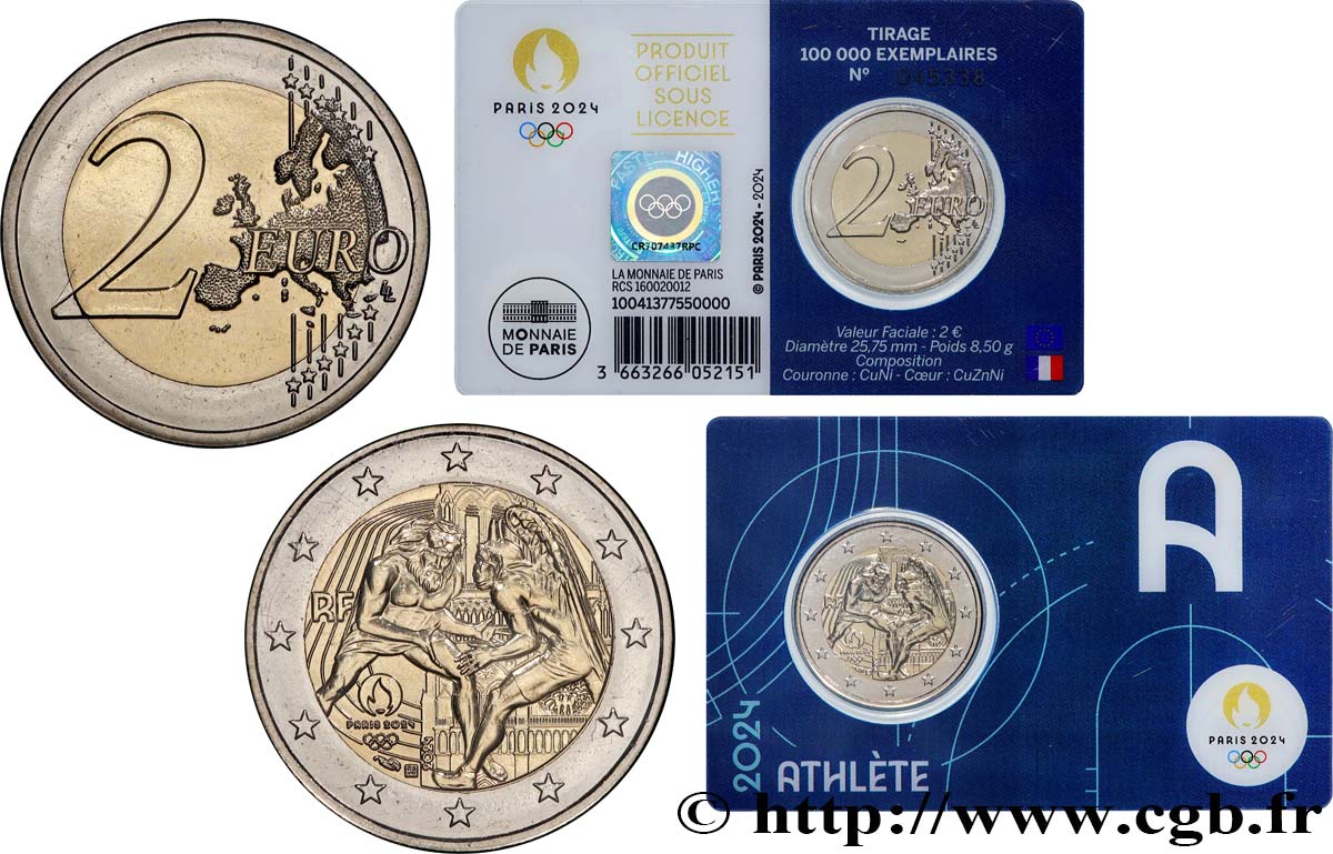 FRANCIA Coin-Card 2 Euro JO PARIS 2024 - blister BLEU FONCÉ 2024 BU