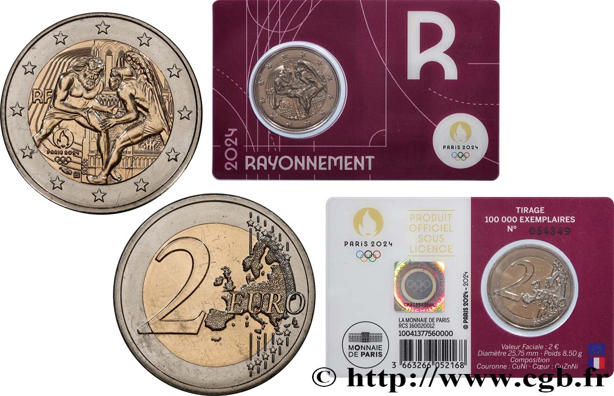 FRANCE Coin-Card 2 Euro JO PARIS 2024 - blister POURPRE 2024 BU