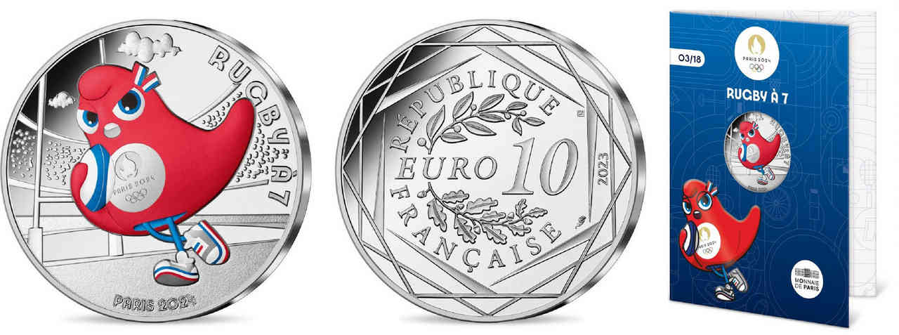 FRANCE 10 Euro MASCOTTE - RUGBY A 7 2023 Brilliant Uncirculated