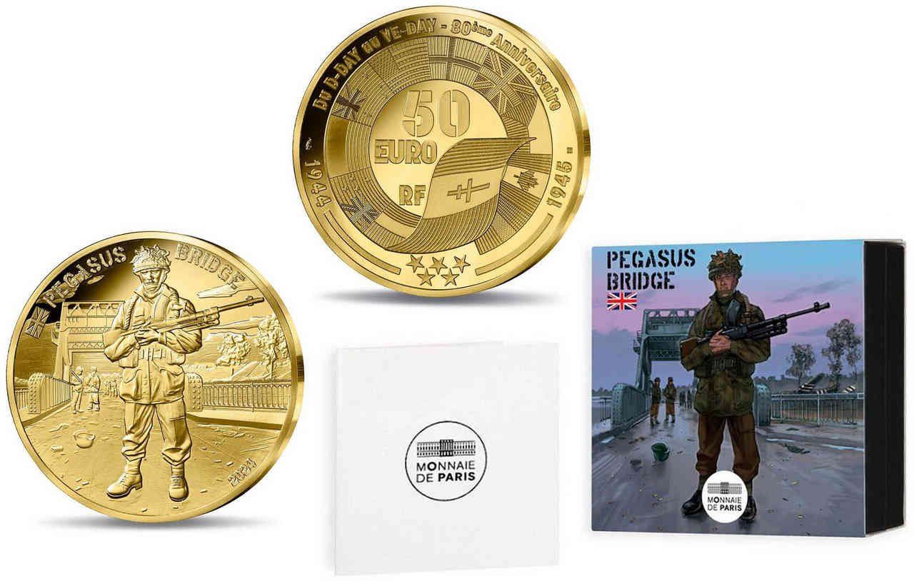 FRANKREICH BELLE EPREUVE 50 Euro (or 1/4 oz) PEGASUS BRIDGE 2024