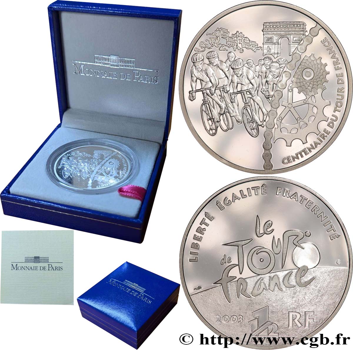 FRANCIA Belle Épreuve 1 Euro 1/2 100 ANS DU TOUR DE FRANCE - ARRIVÉE 2003 BE