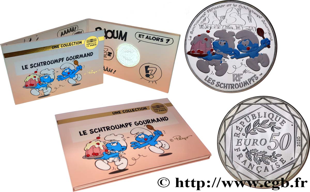 FRANCIA 50 Euro LES SCHTROUMPFS - LE SCHTROUMPF GOURMAND 2020 FDC