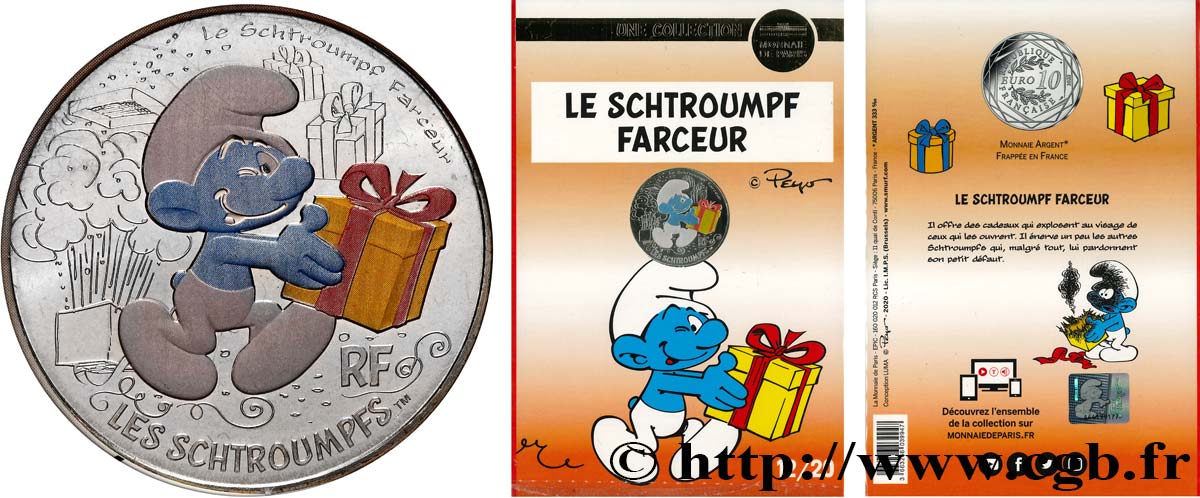 FRANCE 10 Euro LES SCHTROUMPFS - SCHTROUMPF FARCEUR 2020 FDC