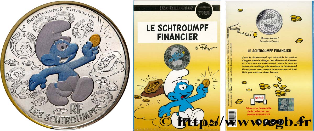 FRANCE 10 Euro LES SCHTROUMPFS - SCHTROUMPF FINANCIER 2020 FDC