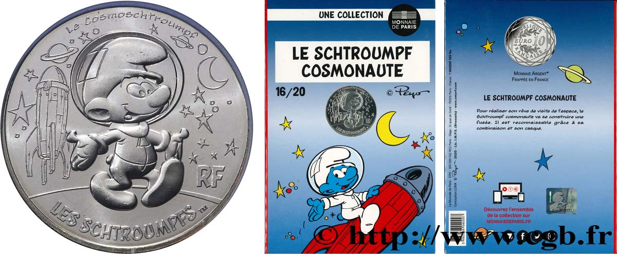 FRANCE 10 Euro LES SCHTROUMPFS - SCHTROUMPF COSMONAUTE 2020 MS