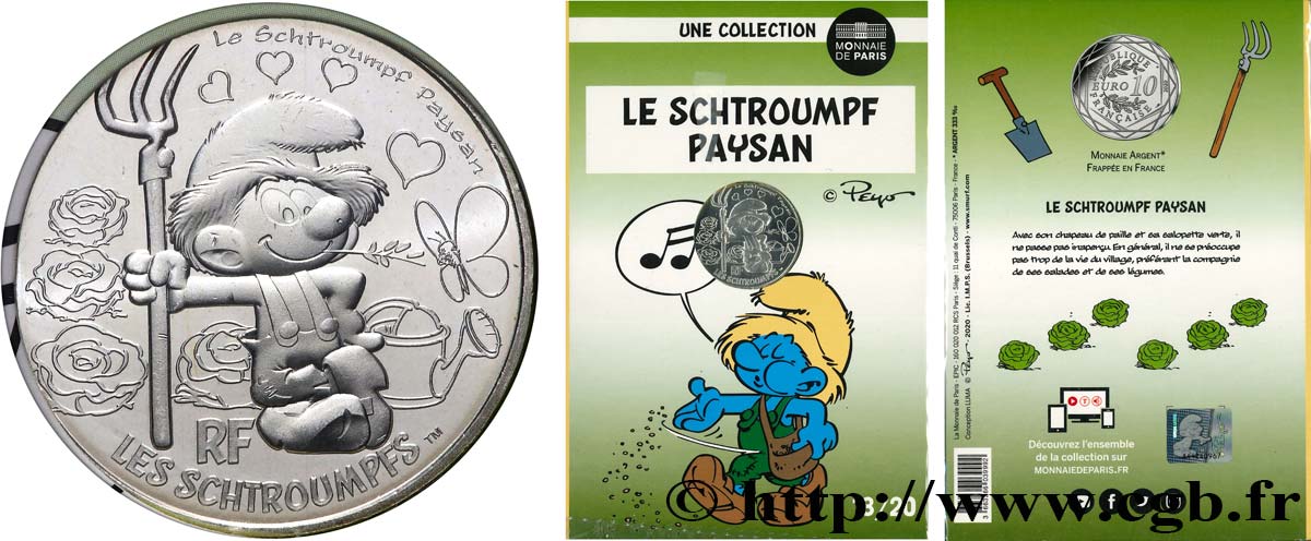FRANCE 10 Euro LES SCHTROUMPFS - SCHTROUMPF PAYSAN 2020 FDC