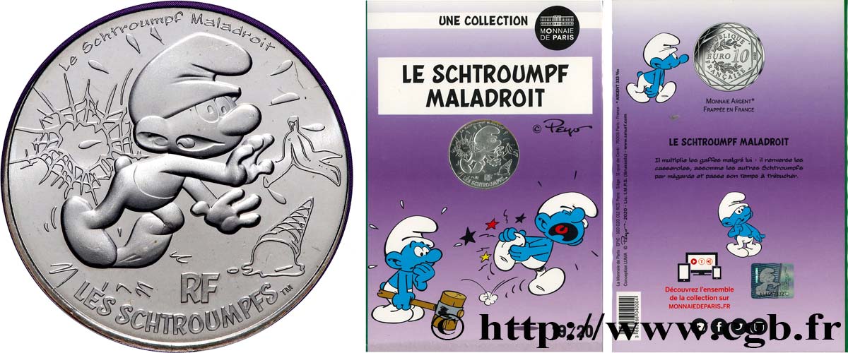 FRANCIA 10 Euro LES SCHTROUMPFS - SCHTROUMPF MALADROIT 2020 FDC