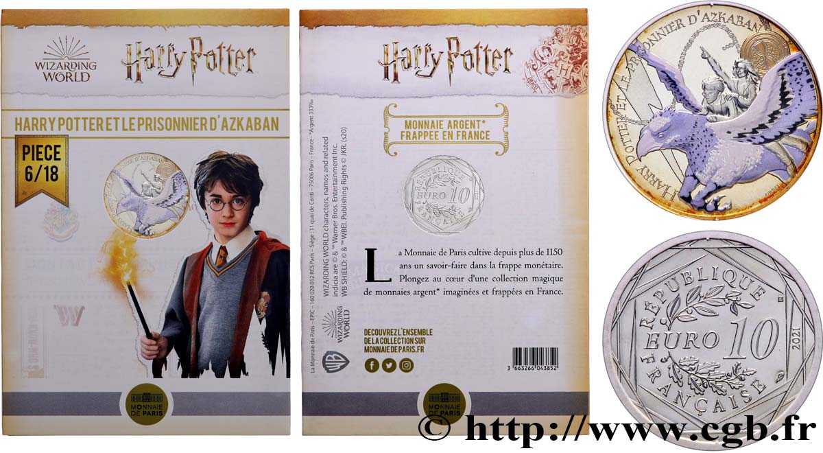 FRANCE 10 Euro HARRY POTTER ET LE PRISONNIER D’AZKABAN 2021 Brilliant Uncirculated