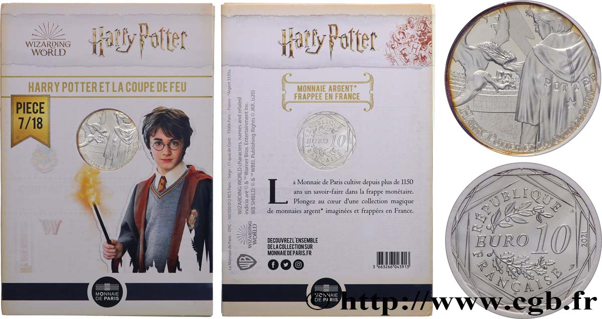 FRANCE 10 Euro HARRY POTTER ET LA COUPE DE FEU 2021 Brilliant Uncirculated