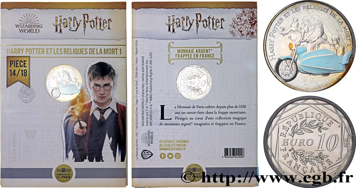 FRANCE 10 Euro HARRY POTTER ET LES RELIQUES DE LA MORT 1 2021 Brilliant Uncirculated