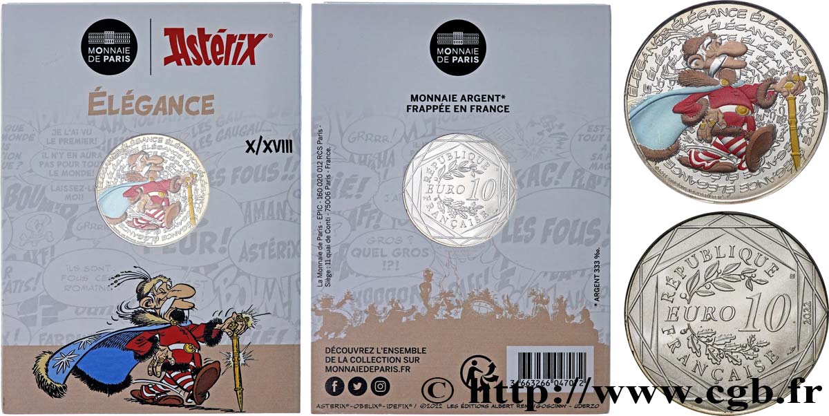 FRANCE 10 Euro ASTÉRIX - ÉLÉGANCE 2022 FDC