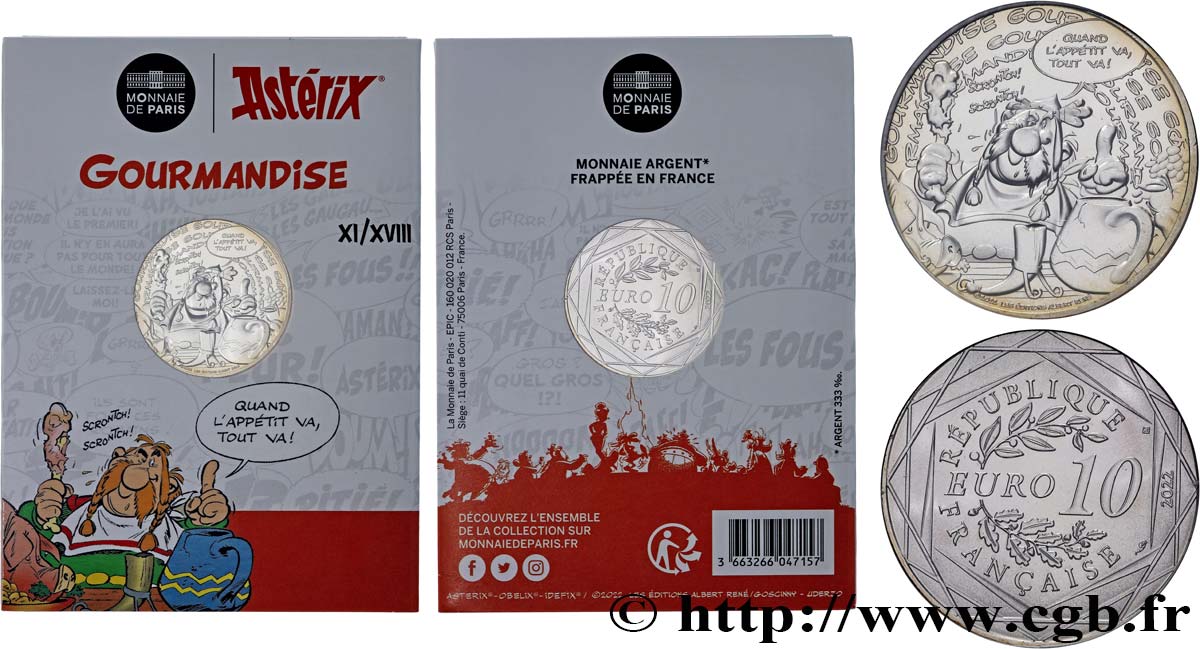 FRANCE 10 Euro ASTÉRIX - GOURMANDISE 2022 MS