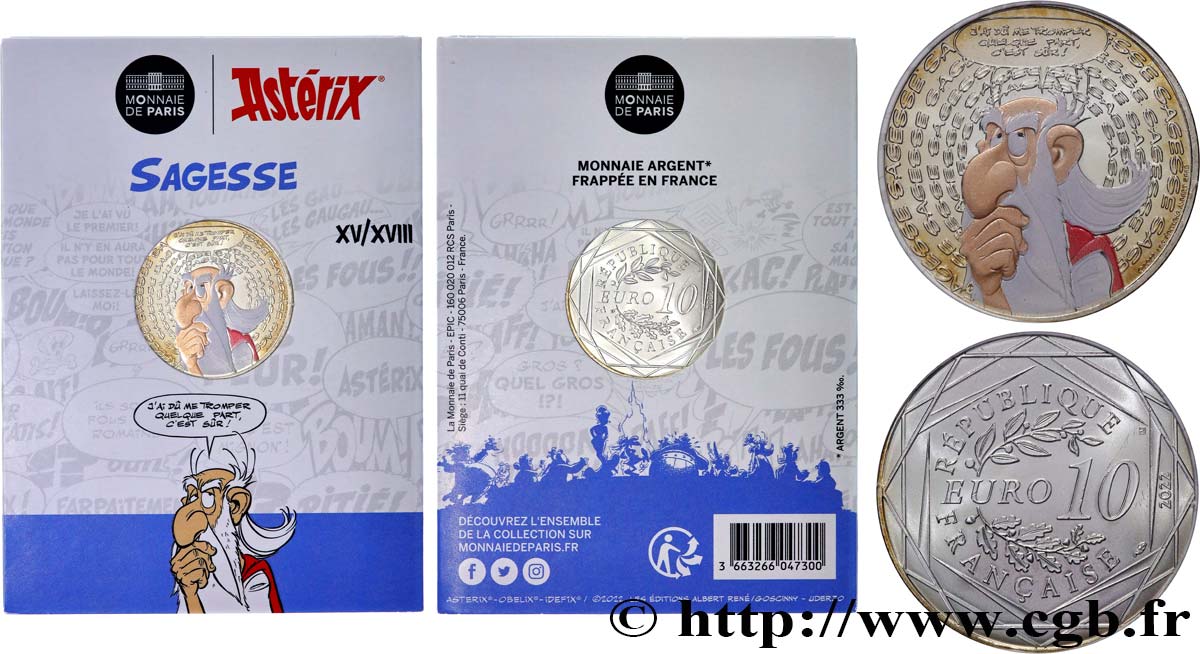 FRANCE 10 Euro ASTÉRIX - SAGESSE 2022 FDC
