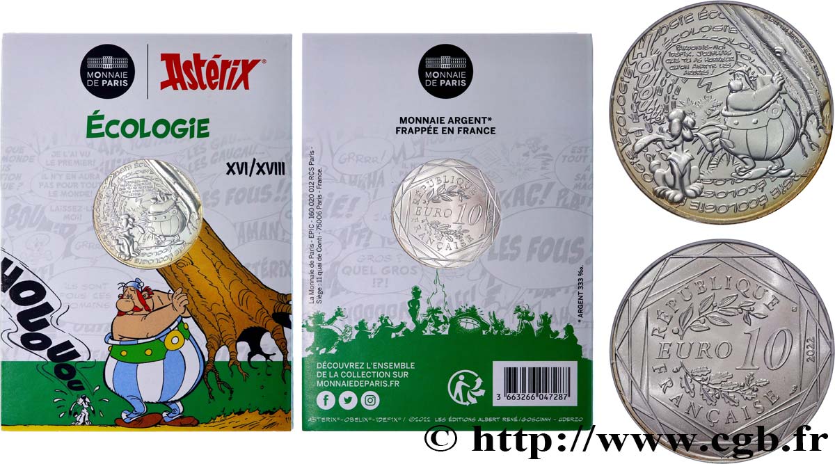 FRANCE 10 Euro ASTÉRIX - ÉCOLOGIE 2022 FDC