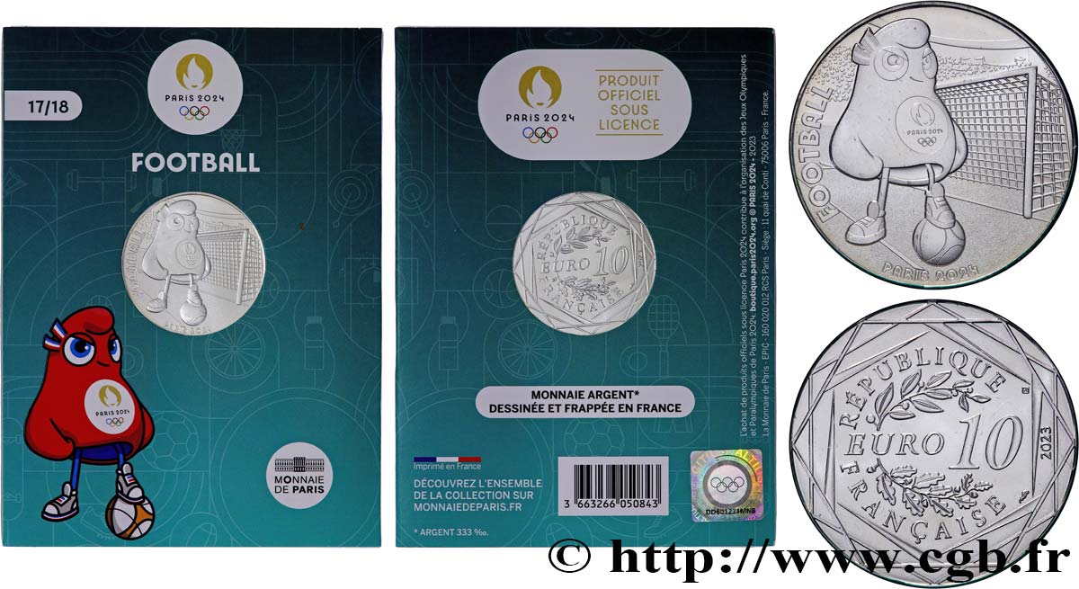 FRANCE 10 Euro MASCOTTE - FOOTBALL 2023 Brilliant Uncirculated