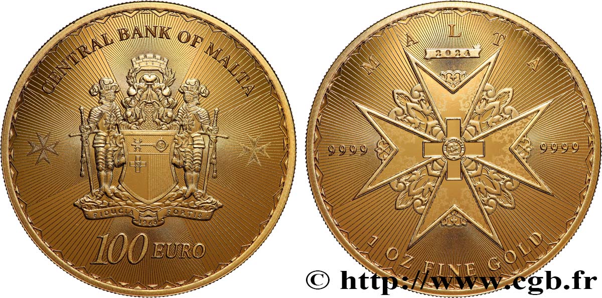 ORO, PALLADIO E PLATINO: INVESTIMENTI 1 Oz - 100 Euro CROIX MALTAISE 2024 FDC