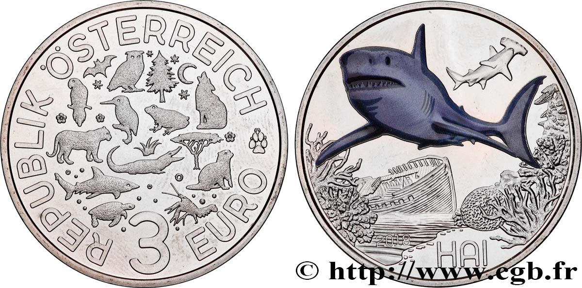 ÖSTERREICH 3 Euro LE REQUIN 2018