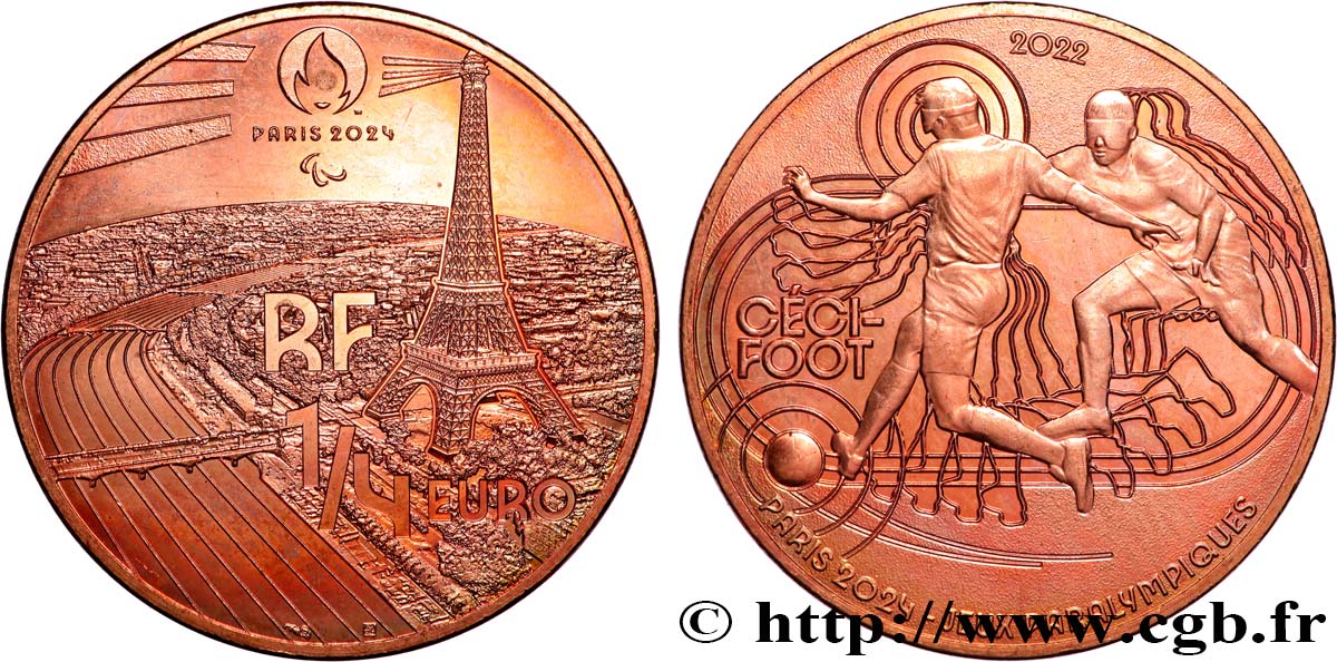 FRANCE 1/4 Euro PARIS 2024 CÉCI-FOOT 2022 SPL