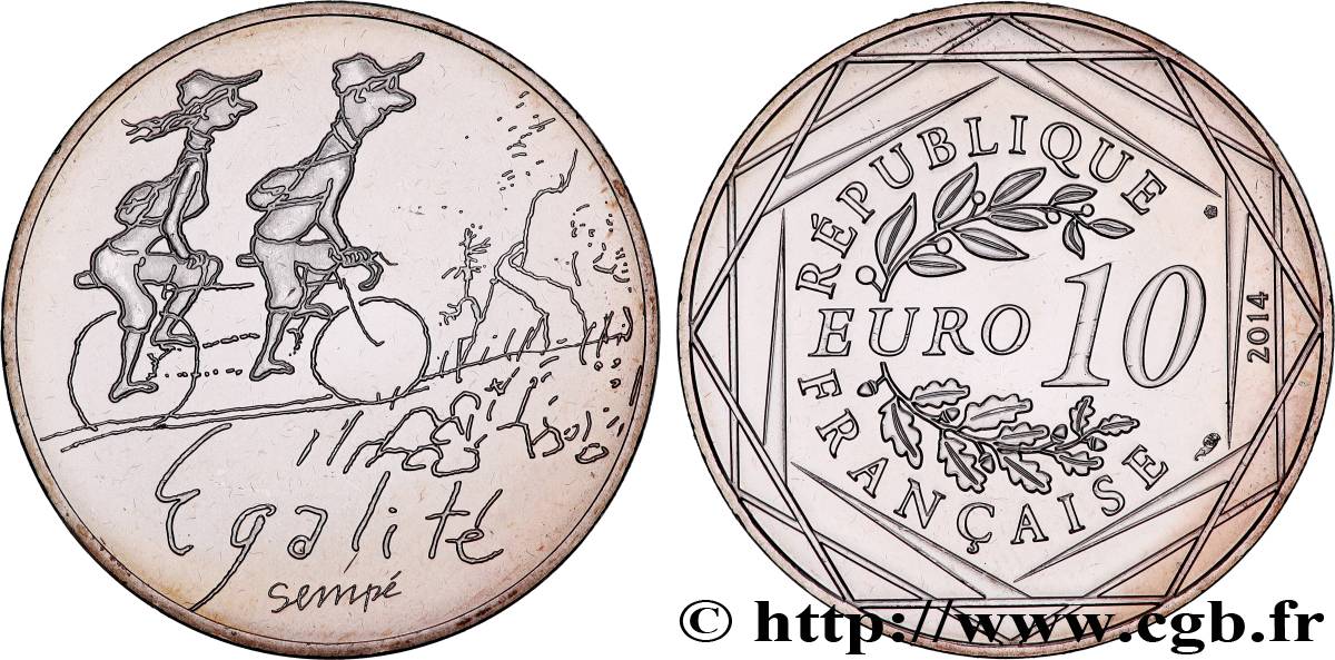FRANCE 10 Euro ÉGALITÉ par SEMPÉ (printemps) 2014 MS