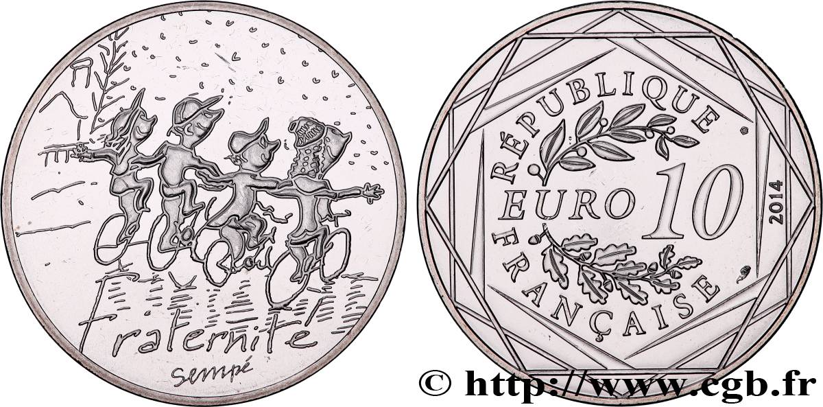 FRANCE 10 Euro FRATERNITÉ par SEMPÉ (hiver) 2014 MS