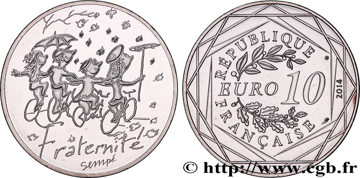 FRANCE 10 Euro FRATERNITÉ par SEMPÉ (automne) 2014 SPL