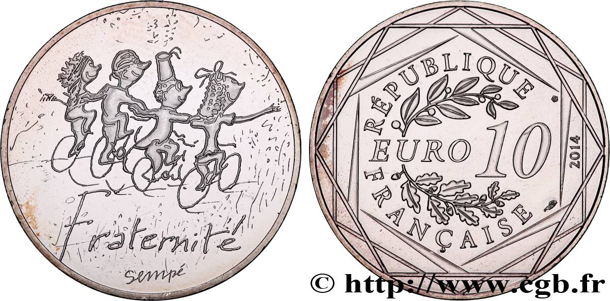 FRANCE 10 Euro FRATERNITÉ par SEMPÉ (printemps) 2014 MS