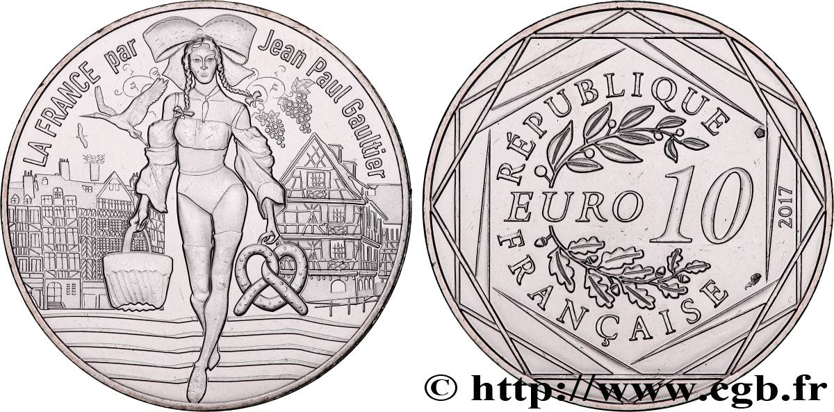FRANCE 10 Euro LA FRANCE PAR JEAN PAUL GAULTIER - L’ALSACE GOURMANDE 2017 MS