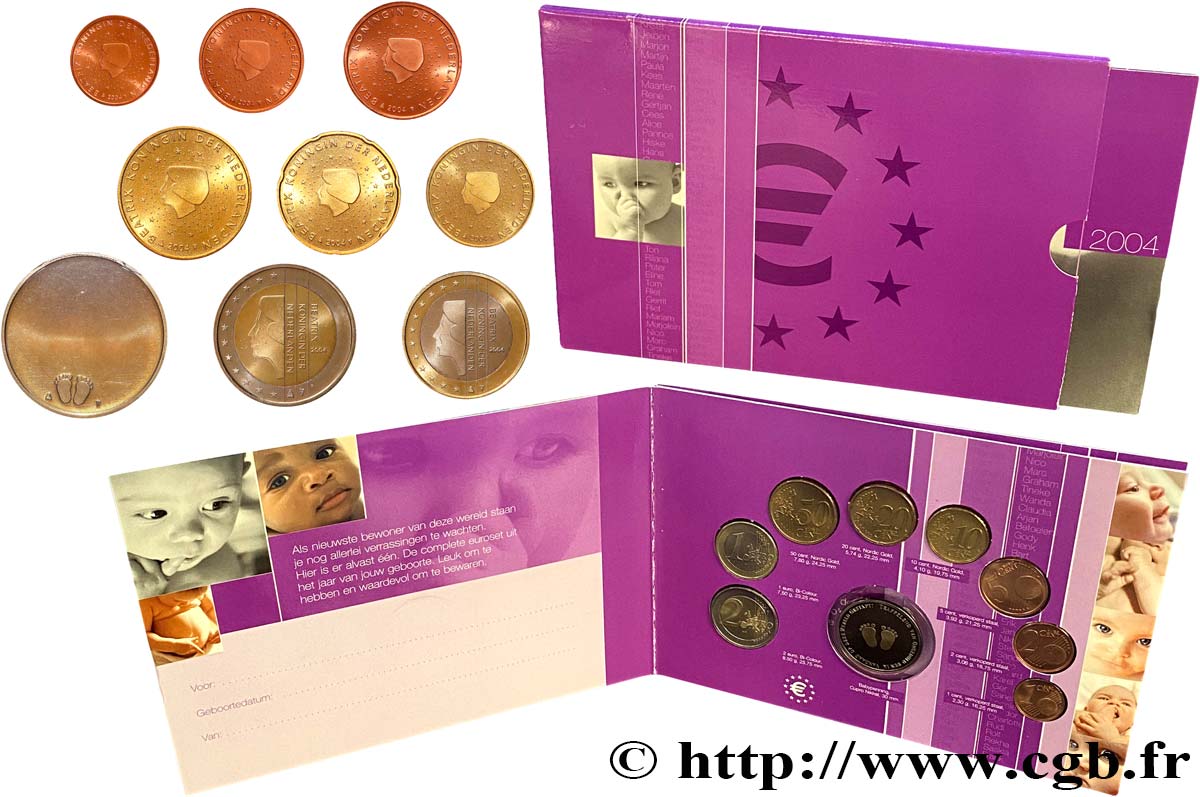 NETHERLANDS SÉRIE Euro BRILLANT UNIVERSEL - NAISSANCE 2004 Brilliant Uncirculated