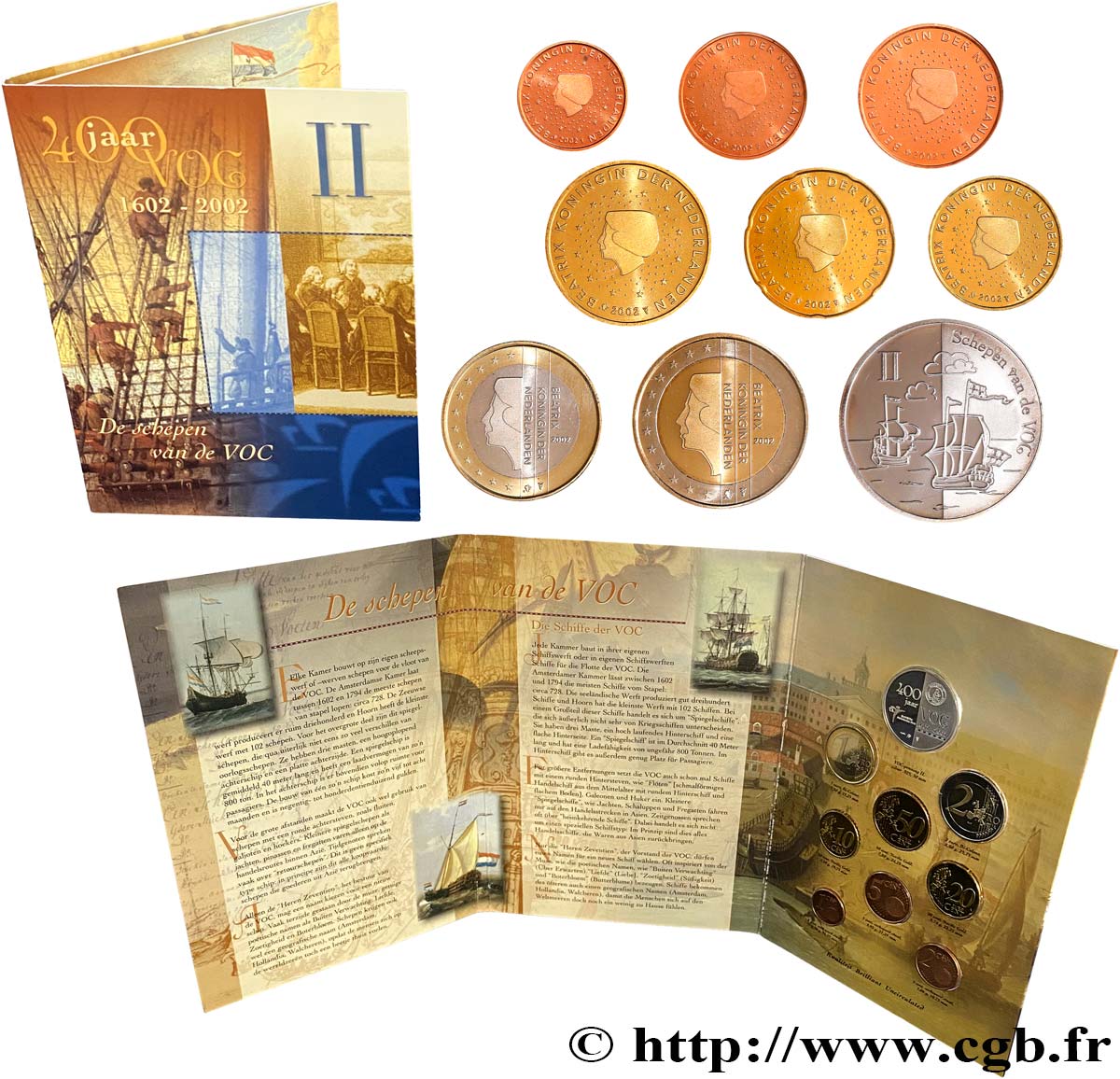 NETHERLANDS SÉRIE Euro BRILLANT UNIVERSEL - 400e anniversaire de la Compagnie néerlandaise des Indes orientales VOC (Livret II/VI Les navires de la VOC) 2002 Brilliant Uncirculated