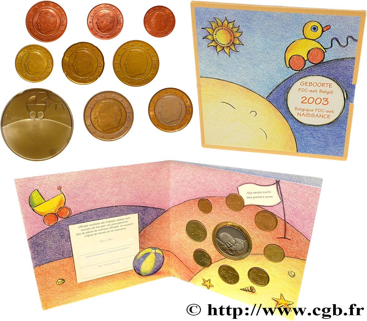 BELGIQUE SÉRIE Euro FDC - NAISSANCE 2003 FDC