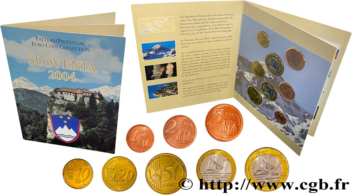 SLOVENIA Série 8 médailles, Essai Euros fantaisies 2004 MS