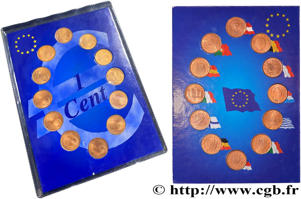 EUROPÄISCHE ZENTRALBANK Lot 12 pièces de 1 cent  1999-2002