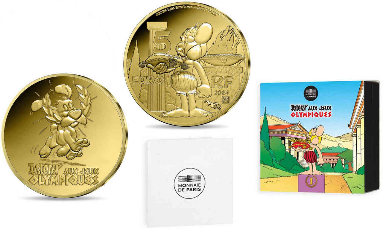 FRANCE BELLE EPREUVE 5 Euro (or)  ASTÉRIX AUX JEUX OLYMPIQUES 2024 BE