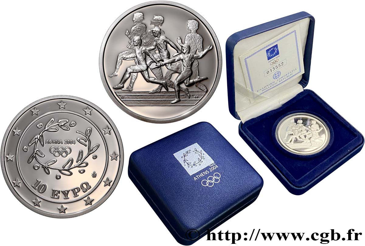 GREECE Belle Épreuve 10 Euro ATHÈNES 2004 - COURSE DE RELAIS 2004 Proof set