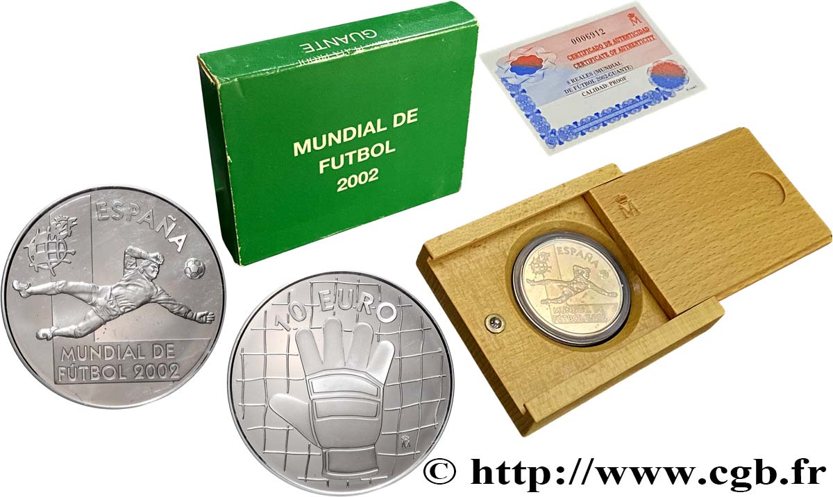 SPAIN BELLE EPREUVE 10 Euro COUPE DU MONDE DE FOOTBALL 2002 - GANT 2002 Proof set