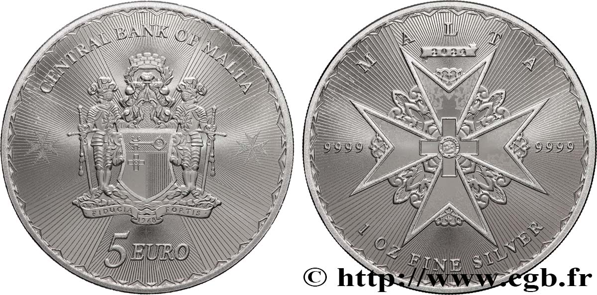 SILVER INVESTMENT 1 Oz - 5 Euro  Croix de Malte 2024 Proof set